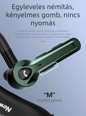 Vezetési célú, egy fülön viselhető, sportos stílusú vezeték nélküli Bluetooth headset zajcsökkentéssel, ultra-hosszú üzemidő
