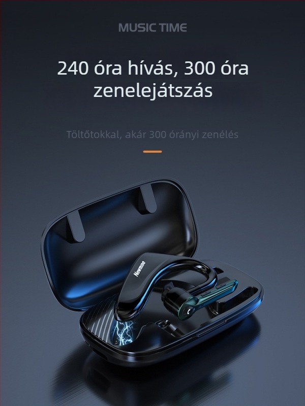 Vezetési célú, egy fülön viselhető, sportos stílusú vezeték nélküli Bluetooth headset zajcsökkentéssel, ultra-hosszú üzemidő