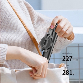 C20 Mágneses Selfie állvány távirányítóval és beépített fénnyel élő közvetítéshez — telefon tartó asztali vagy padlón használható, Bluetooth