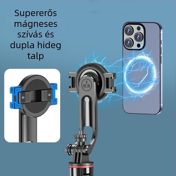 C20 Mágneses Selfie állvány távirányítóval és beépített fénnyel élő közvetítéshez — telefon tartó asztali vagy padlón használható, Bluetooth