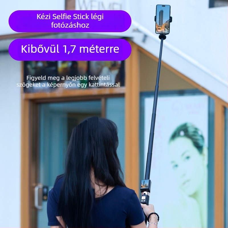 Kijelzővetítéssel rendelkező szelfi bot padlóra álló háromlábas állvánnyal telefonhoz, univerzális CL07