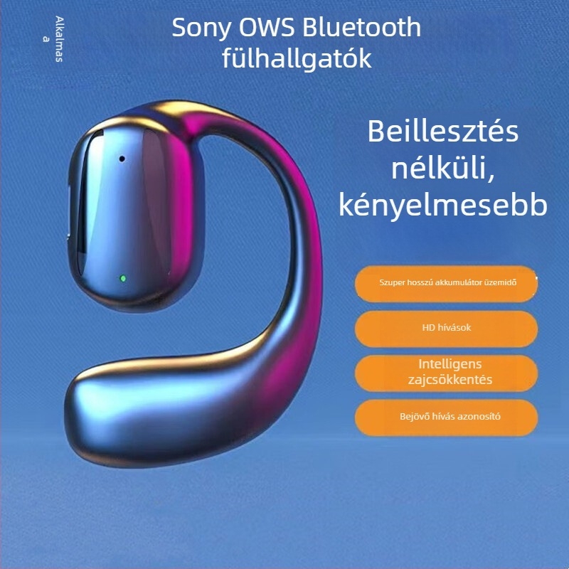 Egyszeroldali vezeték nélküli Bluetooth fülhallgató, fülcsipeszes, fülre helyezhető, Bluetooth 5.0, 10 m hatótáv, sportos stílus, 4–8 óra akkumulátoridő