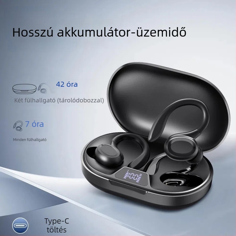 Egyszeroldali vezeték nélküli Bluetooth fülhallgató, fülcsipeszes, fülre helyezhető, Bluetooth 5.0, 10 m hatótáv, sportos stílus, 4–8 óra akkumulátoridő
