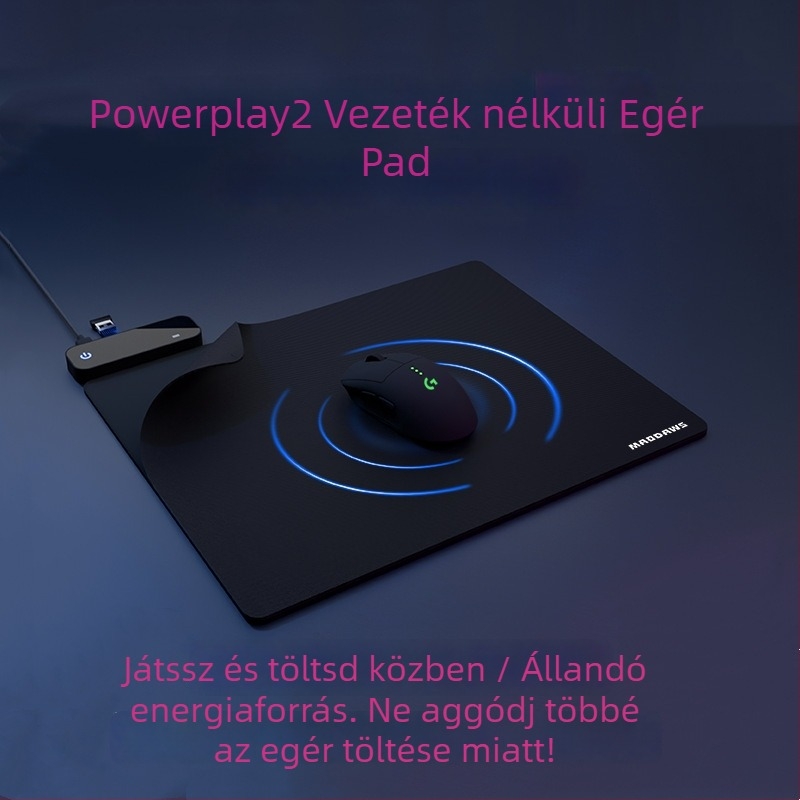 MAODAWS PowerPlay gaming egérpad nagy területű vezeték nélküli töltéssel, textil felület, egyoldalas