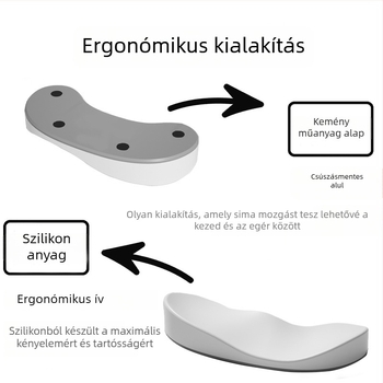 Irodai csuklótámasz párna – szilikon, csúszásmentes, vízálló, könnyen tisztítható; modell Q8, körülbelül 40 g, egyoldalas