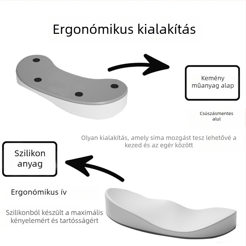 Irodai csuklótámasz párna – szilikon, csúszásmentes, vízálló, könnyen tisztítható; modell Q8, körülbelül 40 g, egyoldalas