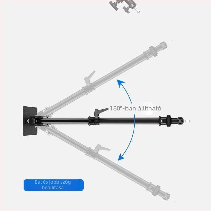 Cantilever falra szerelhető lámpaállvány stúdióhoz – vas+ABS, teherbírás 3–5 kg, magasság 1,3/1,8 m, csőátmérő 35 mm, 3 részes