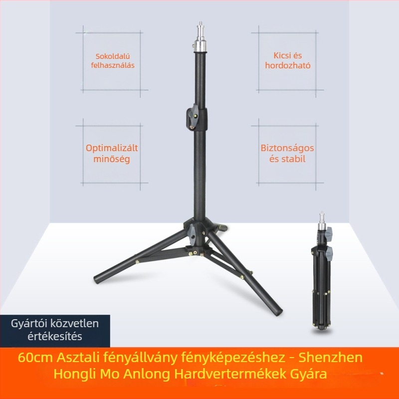 Mobiltelefon élő közvetítés állvány — SPCC acélból, teherbírás 4 kg, csőátmérő 22/19/16 mm, 2-szekciós kivitel