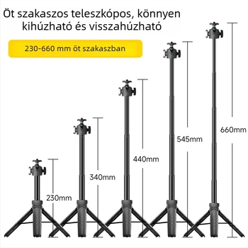 T4 állvány golyófejjel, alumíniumötvözet, 5 szekció, teherbírás 2–5 kg, gyorskioldó tálca nélkül
