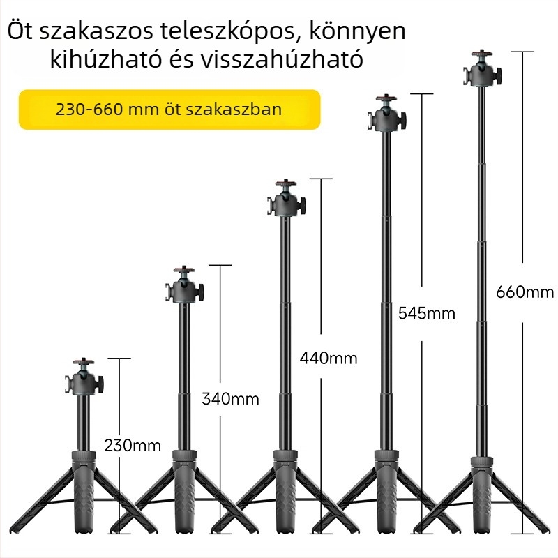T4 állvány golyófejjel, alumíniumötvözet, 5 szekció, teherbírás 2–5 kg, gyorskioldó tálca nélkül