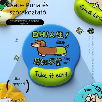 Írószoba egérpad karikatúra dizájnnal és csuklótámasz, természetes kaučuk, egyoldalas, testreszabott rajzok