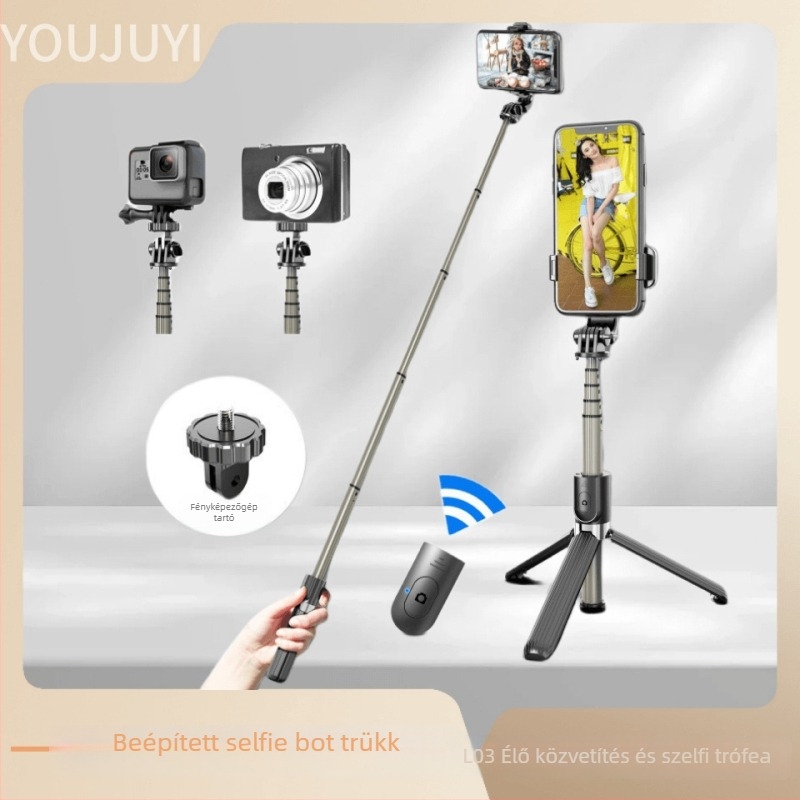 L03 Bluetooth Selfie Bot GoPro-hoz, Univerzális Tripod, Alumínium Ötvözet, Távirányító, Rezgéscsillapítás