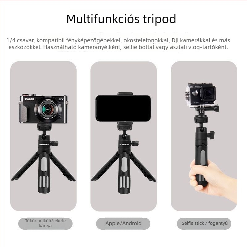 Alumíniumötvözetes tripod kinyújtó és rögzítő tartó DJI Action4/5 Pro sportkamera és mobiltelefonhoz