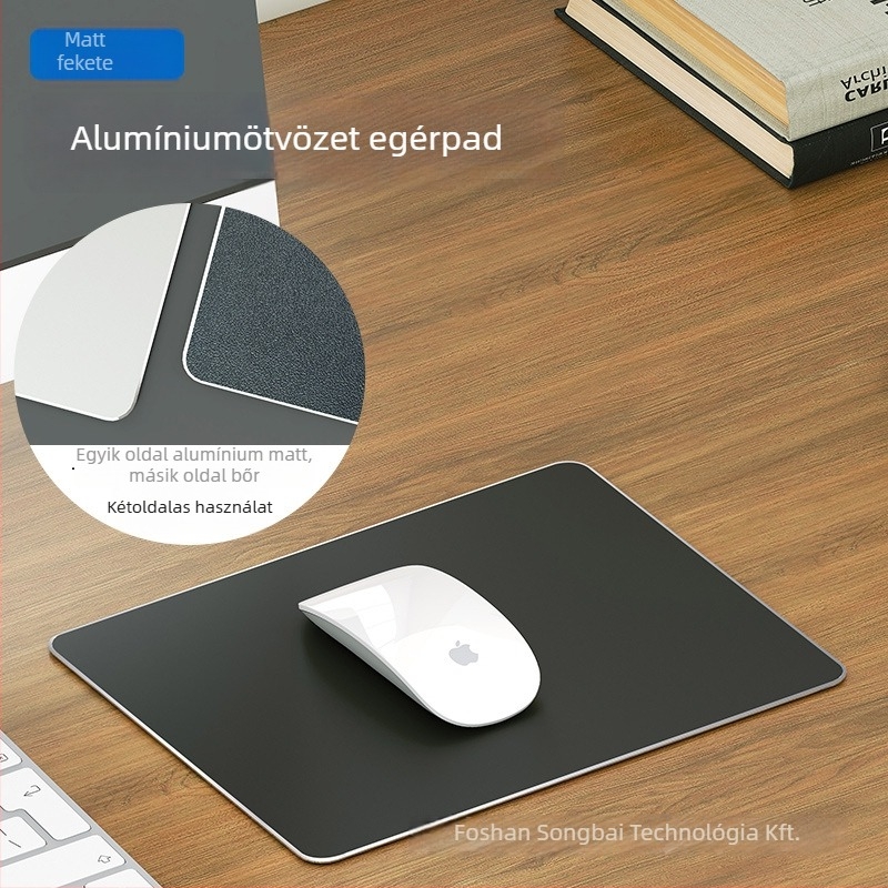 Egérpad alumínium ötvözetből – kétoldalas, felületkezeléssel, csúszásmentes, kompatibil Apple és Huawei