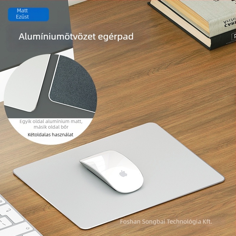 Egérpad alumínium ötvözetből – kétoldalas, felületkezeléssel, csúszásmentes, kompatibil Apple és Huawei