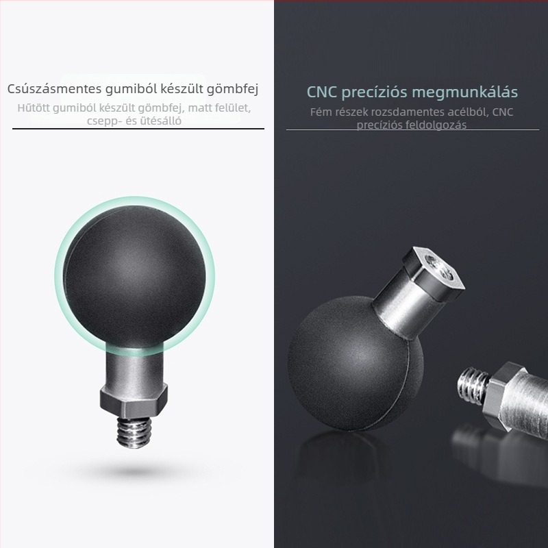 3/8-inch menetű golyófejes tartó kamera számára, 38 mm golyófej, anyag: rozsdamentes acél + gumi, teherbírás 7 kg-ig