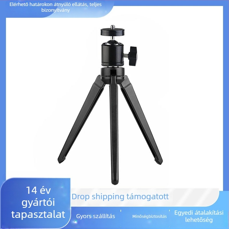 DSLR/GoProhoz tripod alumínium ötvözetből, 3 részes, gömbfejes, teherbírás 6–10 kg, gyorskioldó lemez