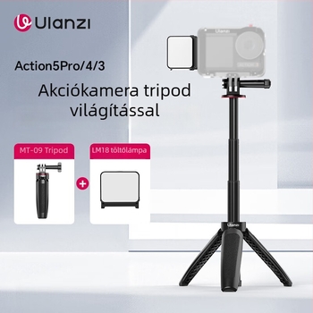 Ulanzi MT-09 Mini Kiterjesztett trípod DJI Action 6/5 Pro/4 – ABS + alumínium, 3 részes, teherbírás 1 kg, súly 74 g, összecsukott magasság 12,7 cm