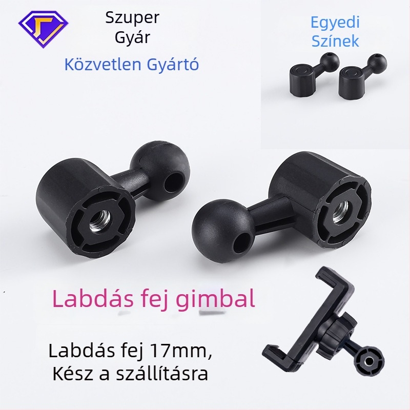 Pipe pan/tilt tartó/bracket mobiltelefonhoz, 1/4 hüvelykes csavar, műanyag, élő közvetítéshez, testreszabható