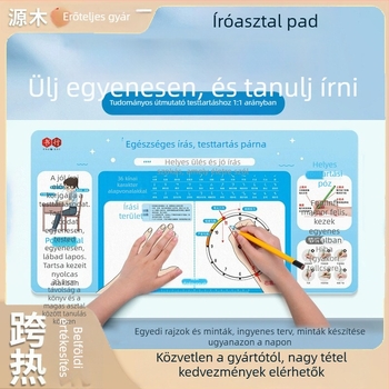 Íróasztali matrac a helyes testtartásért írás közben, gyermekeknek szóló útmutató a tollfogásról, csúszásmentes felület és egérpad