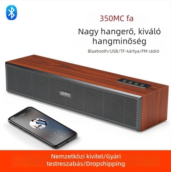 Asztali Bluetooth hangszóró, faburkolatú ház, USB táplálású, 2 hangszóró, 3W teljesítmény