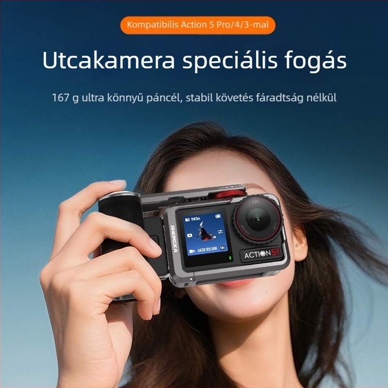 Sheingka alumínium ötvözetből készült fogó DJI Action3/4/5 Pro – teljes fém keret és nyuszi ketrec