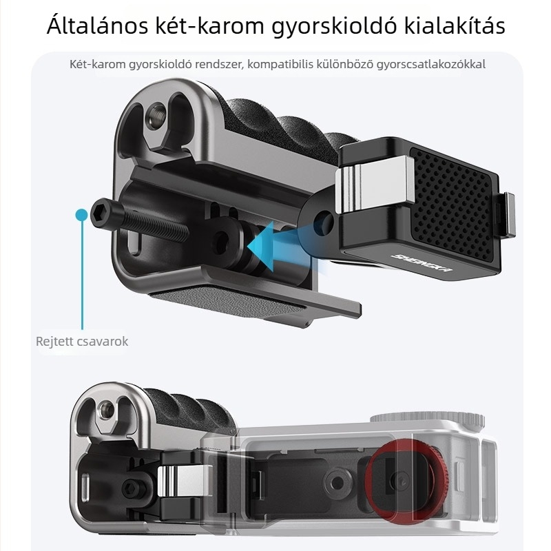 Sheingka alumínium ötvözetből készült fogó DJI Action3/4/5 Pro – teljes fém keret és nyuszi ketrec
