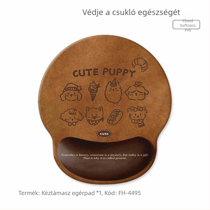 Kéztámaszos egérpad aranyos kölyökkutya mintával, természetes gumi, egyoldalas, számítógéphez és billentyűzethez, hőtranszfernyomtatás, testreszabott rajzok