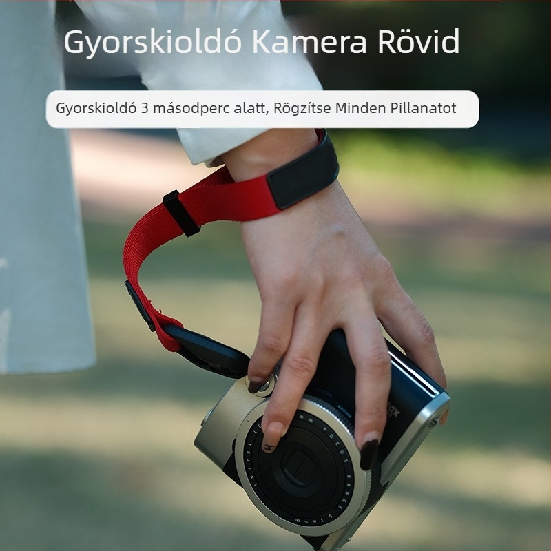Mirrorless kamera csuklós és nyakpánt – csúszásmentes, nyomáscsökkentés, elvesztés elleni, műanyag nylon imitáció, modell 20220805-5, különböző kamerákhoz