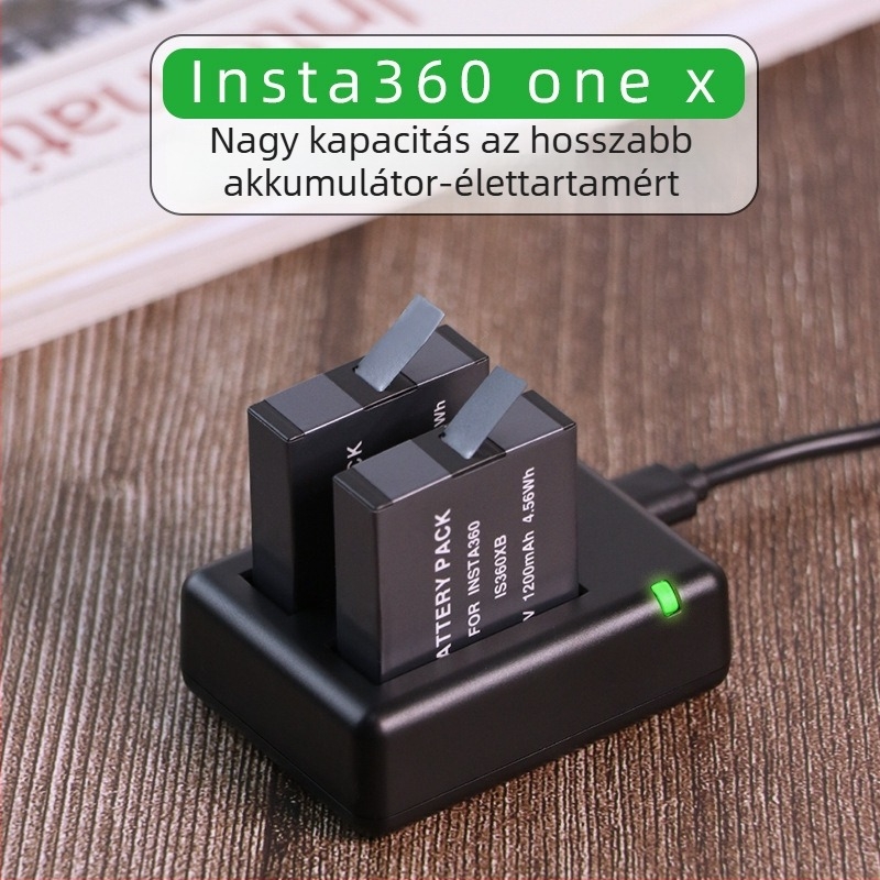 Insta360 One X akkumulátortöltő – PC anyagú, kompatibilis az One X kamerával, karton dobozos csomagolás