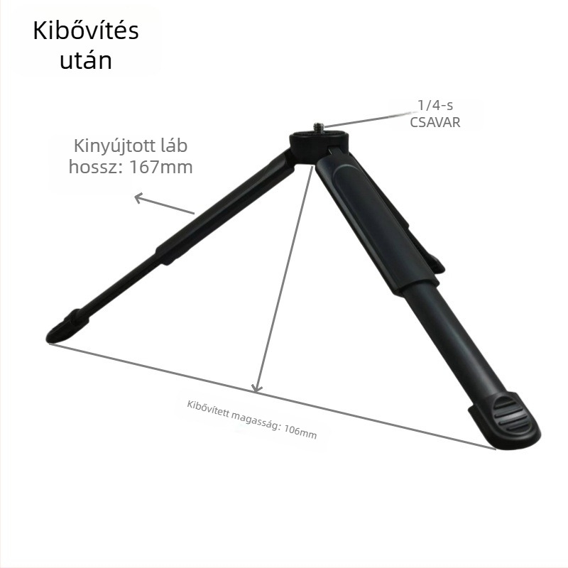 Teleszkópos asztali állvány – mini fotó/videó tripod telefonhoz vagy kamerához, projektor alap, élő közvetítés