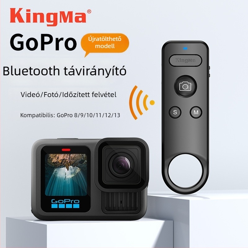 Bluetooth távirányító sportkamerákhoz — Kingma RC02, kompatibil GoPro és Insta360 modellekkel (X5/X4/Ace PRO2/GoPro13)