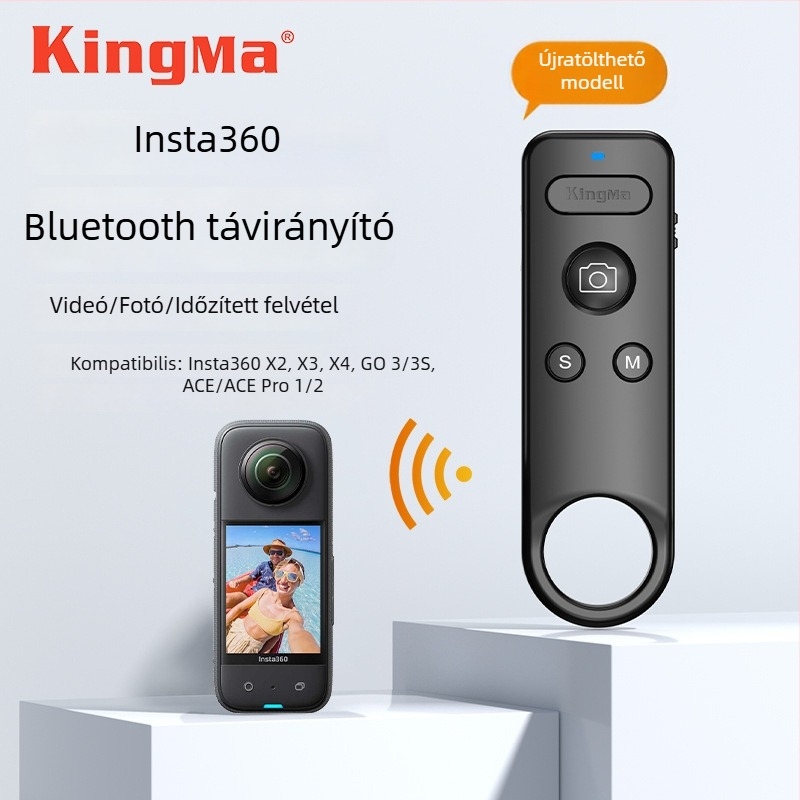 Bluetooth távirányító sportkamerákhoz — Kingma RC02, kompatibil GoPro és Insta360 modellekkel (X5/X4/Ace PRO2/GoPro13)