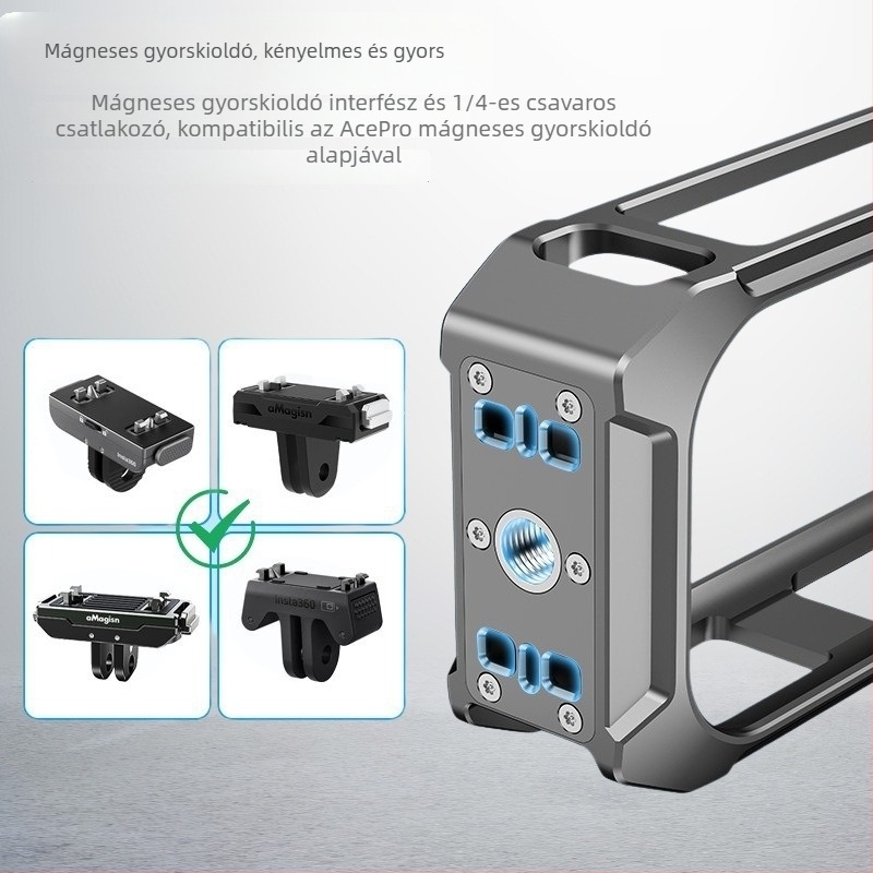 Insta360 X5 Cage — Alumíniumötvözet védőkeret panorámás sportkamerához (Model XY-X5 Cage)