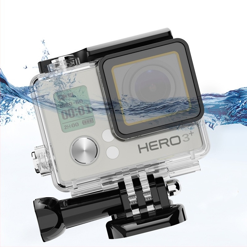 GoPro Hero4 vízálló tok, PC ház, logó nyomtatva, Hero4-hez illeszkedik