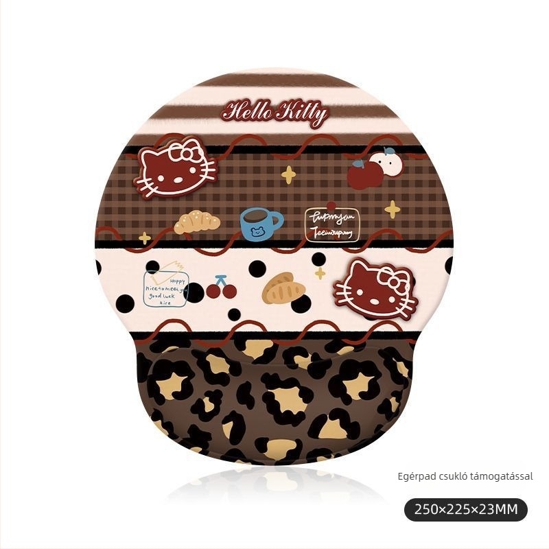 Hello Kitty leopard mintás csuklóegérpad, szilikon, egyoldalas, számológép funkcióval, nyomtatott dizájn, modell Mp-0650