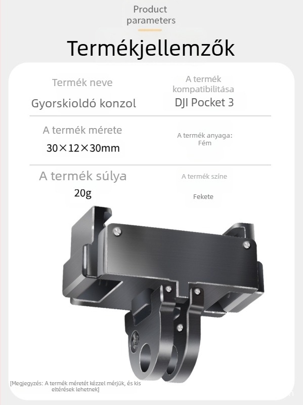 Osmo Pocket 3 gyorskioldó asztali állvány tartozékok; modell OP3-AD824; anyag: műanyag és alumíniumötvözet; kompatibil Osmo Pocket 3