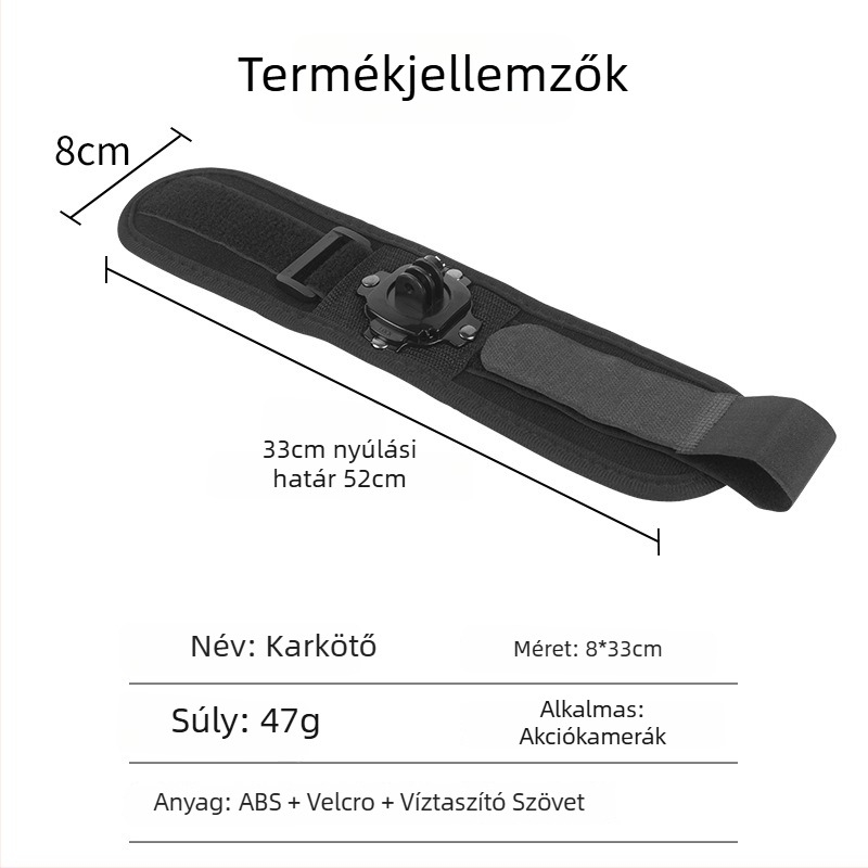 GoPro csuklópánt DJI Action 3/4/5 kamerákhoz, Shadow Stone 360 gyorskioldóval, hordozható és stabil