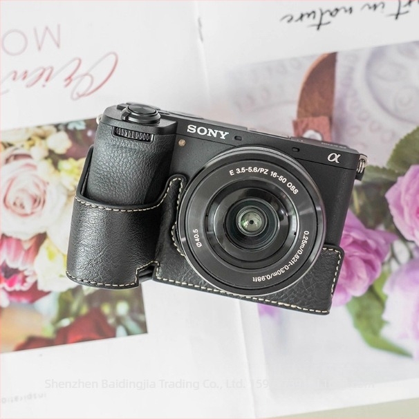 Baidingjia PU bőr vállkamera táska Sony A6700-hoz – kopásálló, uniszex, kompatibilis egyetlen akkumulátoros tükör nélküli kamerával, otthoni használatra