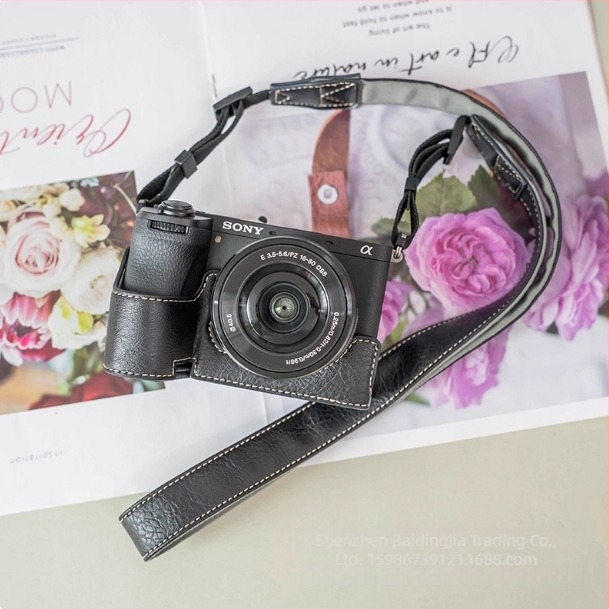 Baidingjia PU bőr vállkamera táska Sony A6700-hoz – kopásálló, uniszex, kompatibilis egyetlen akkumulátoros tükör nélküli kamerával, otthoni használatra