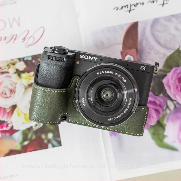Baidingjia PU bőr vállkamera táska Sony A6700-hoz – kopásálló, uniszex, kompatibilis egyetlen akkumulátoros tükör nélküli kamerával, otthoni használatra
