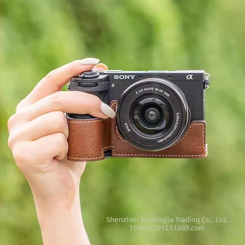 Baidingjia PU bőr vállkamera táska Sony A6700-hoz – kopásálló, uniszex, kompatibilis egyetlen akkumulátoros tükör nélküli kamerával, otthoni használatra