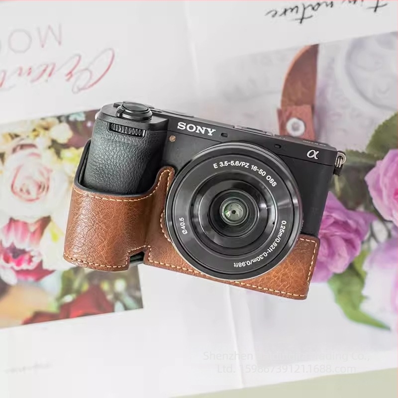Baidingjia PU bőr vállkamera táska Sony A6700-hoz – kopásálló, uniszex, kompatibilis egyetlen akkumulátoros tükör nélküli kamerával, otthoni használatra