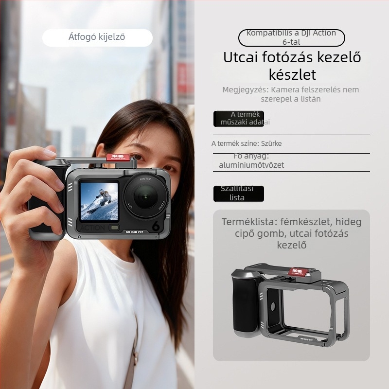Alumíniumötvözetű nyúlketrec DJI Action6 street fogantyúhoz, bővíthető selfie-stick, logónyomás támogatott