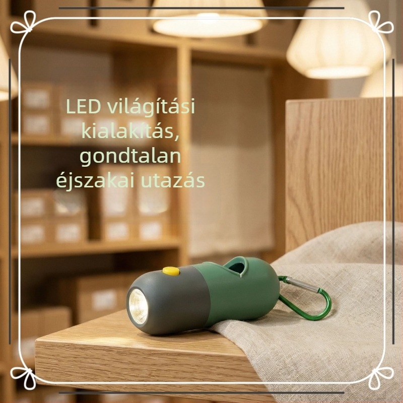 LED világítású kutyapisz-tasak adagoló - függő kapszulás kialakítás, hordozható, műanyag, modell CZ-61