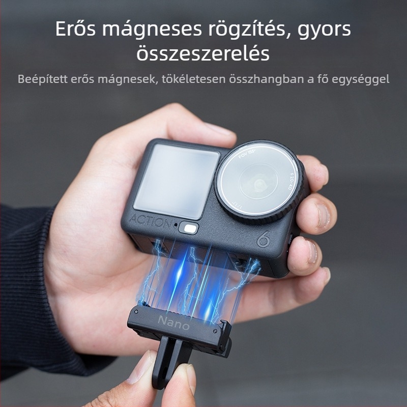 Mágneses alapadapter DJI Nano/Action6 – 1/4 hüvelykes interfész, mágneses rögzítés + műanyag