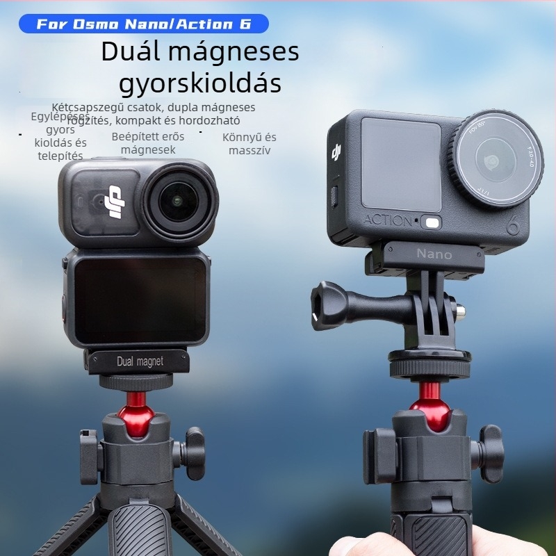 Mágneses alapadapter DJI Nano/Action6 – 1/4 hüvelykes interfész, mágneses rögzítés + műanyag