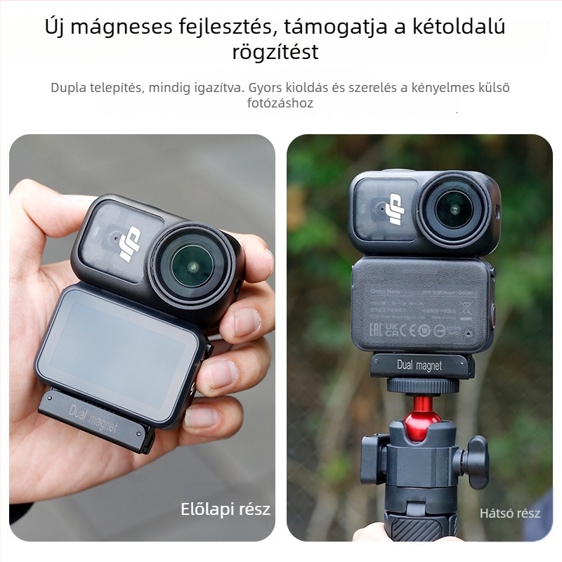 Mágneses alapadapter DJI Nano/Action6 – 1/4 hüvelykes interfész, mágneses rögzítés + műanyag