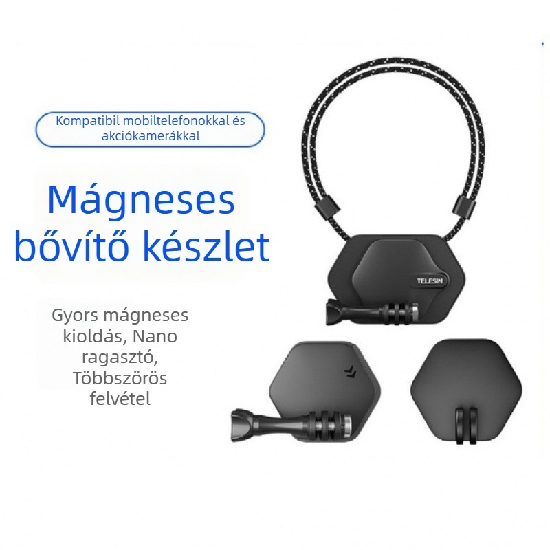 TELESIN Mágneses nyakpánt gyorsan leválasztható pánttal univerzális akciókamerákhoz – AG1454-AG1455 – Anyag: Műanyag