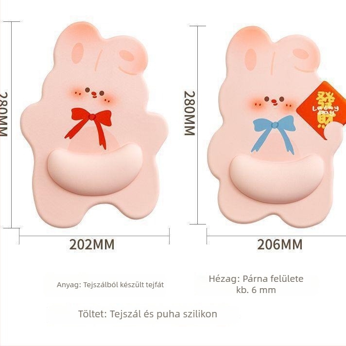 Egérpad csuklótámaszokkal, kis gumírozott asztali matrac, csúszásmentes, számológép funkcióval